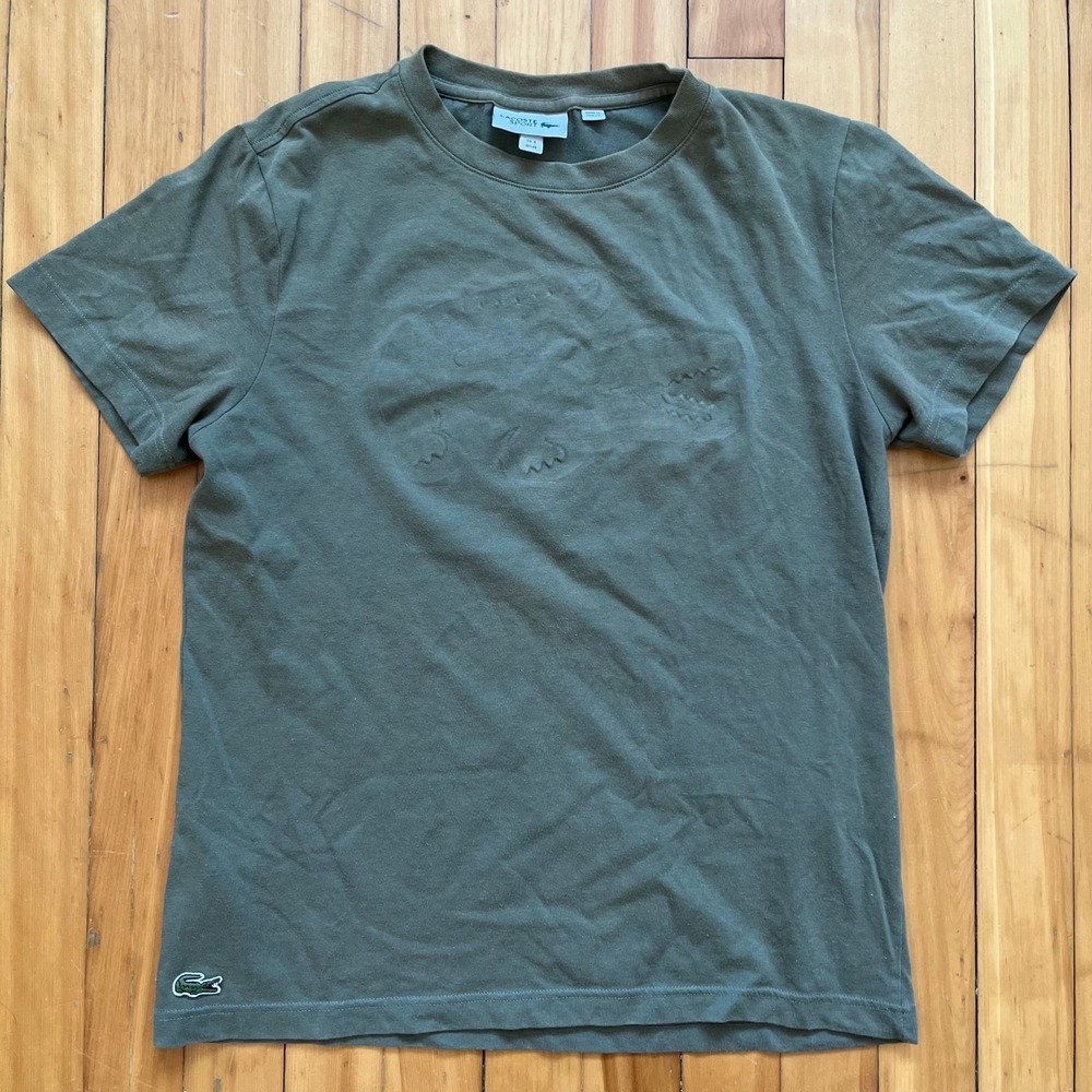 Lacoste Sport Mens Olive Green Embossed Crocodile Logo T-Shirt Size M FR 4